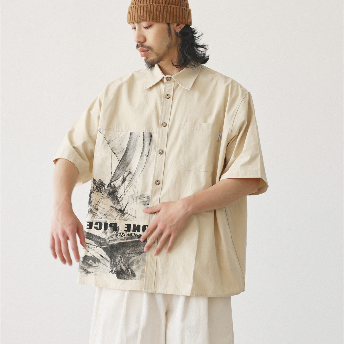 قمصان رجالية يابانية عصرية بطب - مراجعة Japanese Brand Streetwear Vintage وسعره