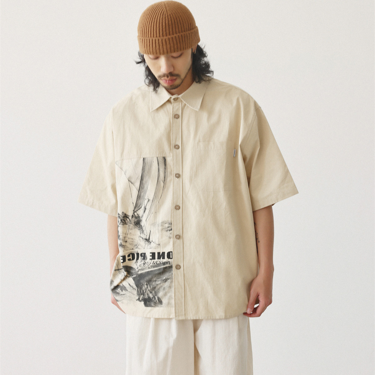 قمصان رجالية يابانية عصرية بطب - مراجعة Japanese Brand Streetwear Vintage وسعره